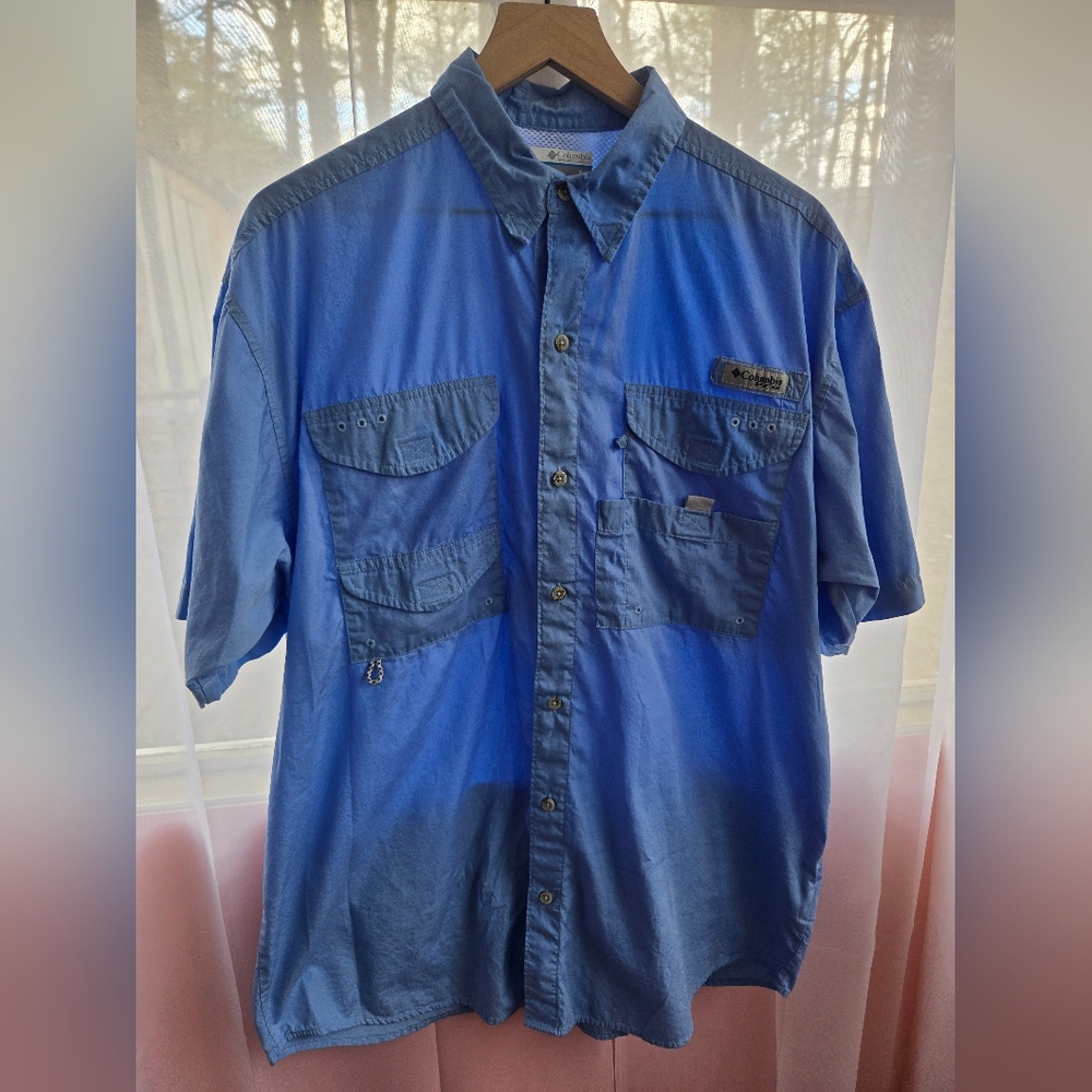Columbia Men's Short-Sleeve Outdoors Button-Down Shirt - Blue